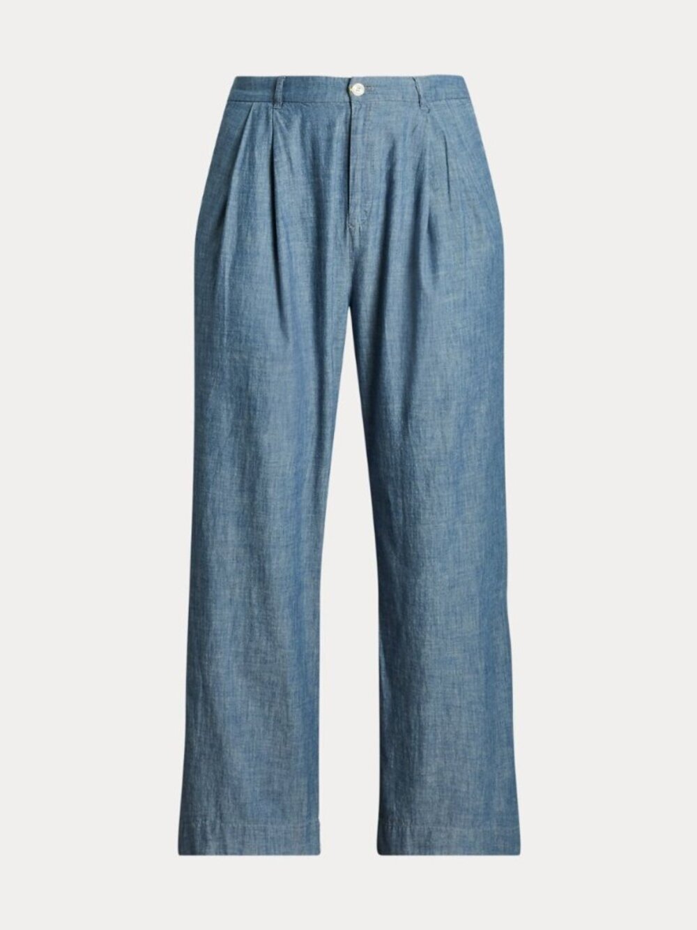 NEW! Lauren Ralph Lauren Women's 20W Pleated Chambray Wide-Leg Pant NWT $145 - Picture 2 of 6